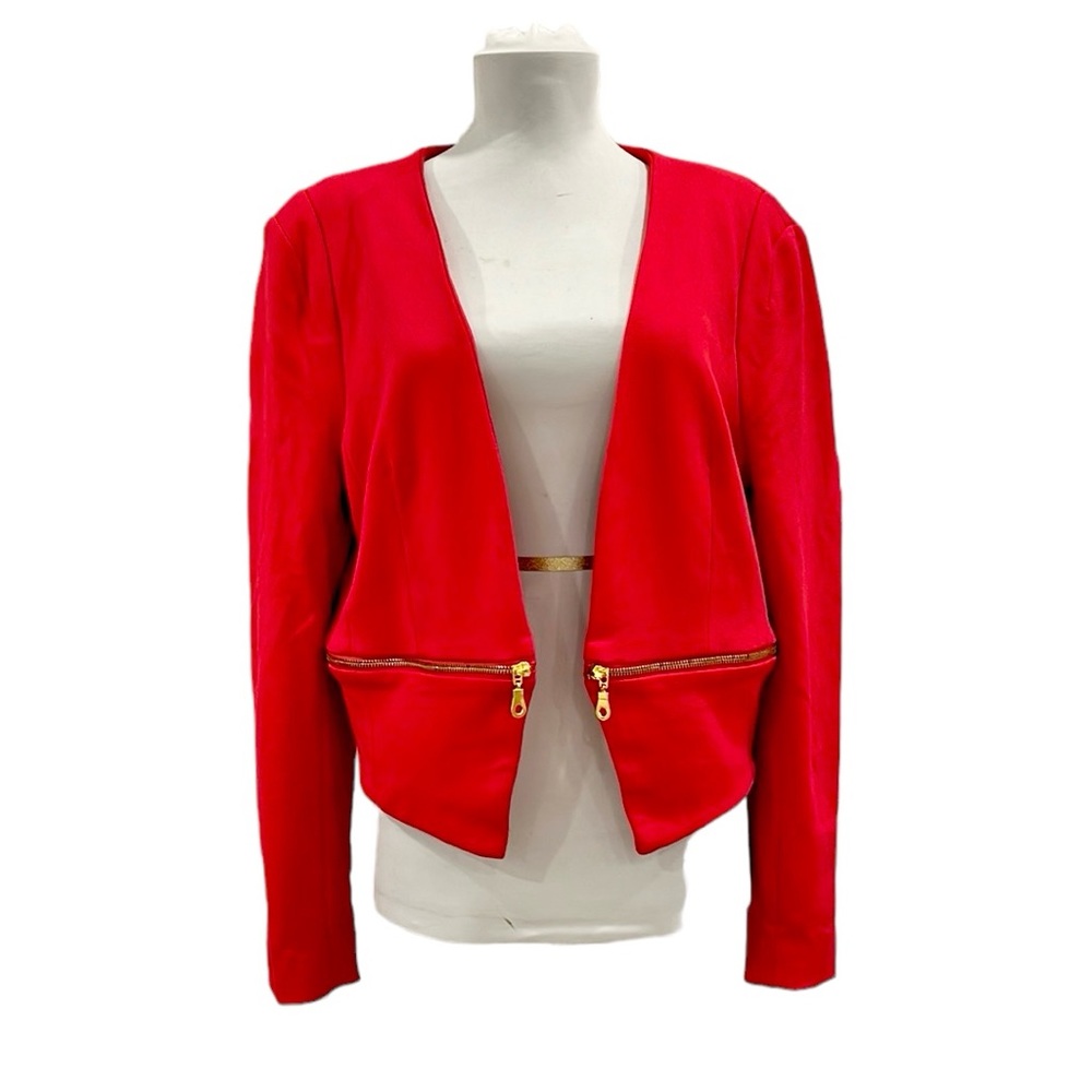 Philosophy Zipper Red Cardigan Blazer